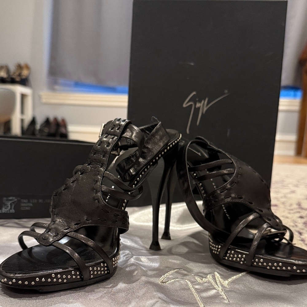 Giuseppe Zanotti Black Studded Heels